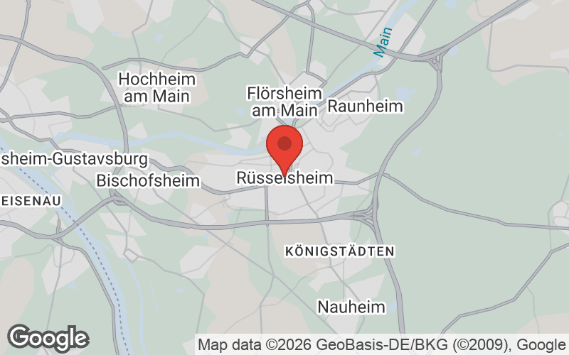 Karte von Rüsselsheim am Main